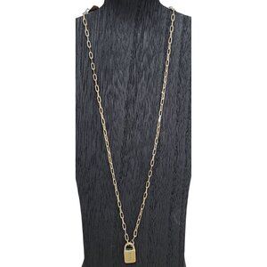 Women's Canvas "J" Lock Chain Necklace Fashion Jewelry Gold Tone